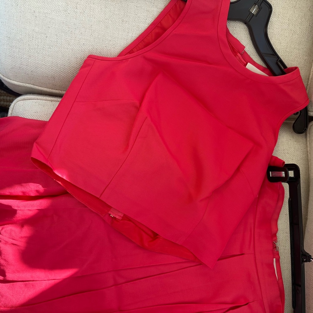 J.Crew coral pink top and skirt set